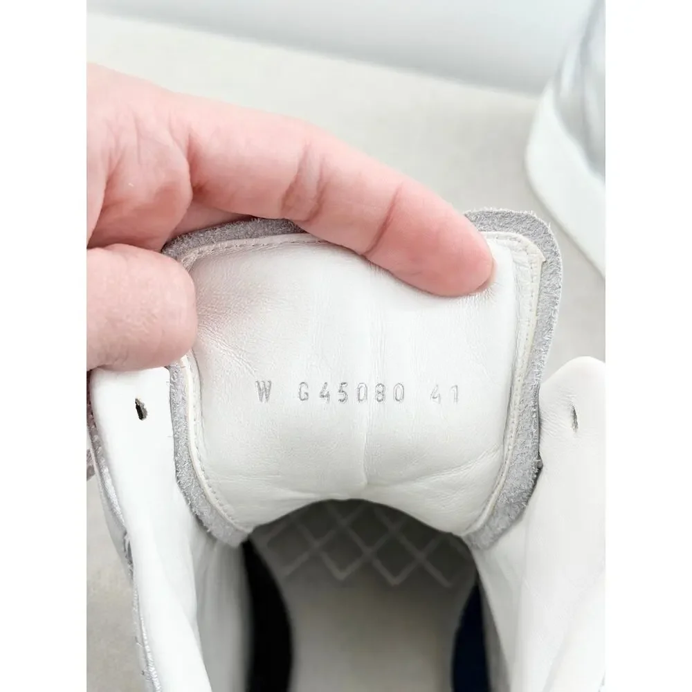 Chanel Metallic Leather CC Logo High Top Trainer Sneakers Silver Women's EU 41